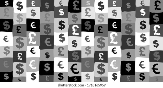 Patrón de dinero sin fisuras. Formato de tarjeta horizontal para banner web o encabezado.  Papel tapiz, diseño web, textil, impresión y uso de UI y UX. Ilustración del vector