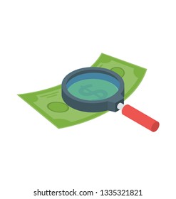 Money search icon in isometric vector 