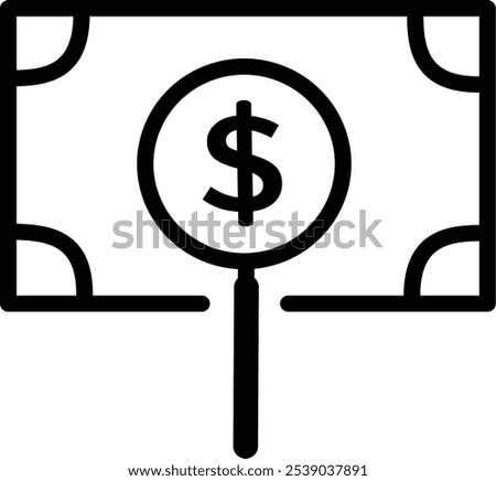 Money search icon. Magnifier dollar vector icon. Replaceable vector design.