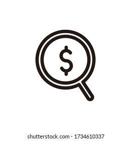Money Search icon - minimal thin line web icon.