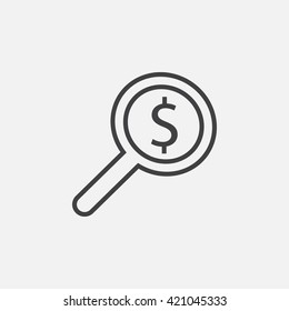 money search line icon, outline vector logo illustration, linear pictogram isolated on white