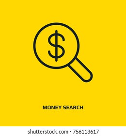 Money search line icon, outline vector logo illustration, linear pictogram isolated on white