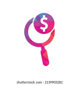 Money Search Logo Icon Template Design. coin and loupe logo combination. 