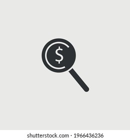 money search vector icon magnifier glass and dollar sign