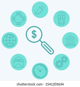 Money search vector icon sign symbol