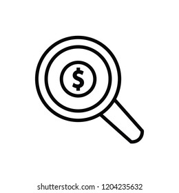 a money searching icon vector design, outline and flat style 
