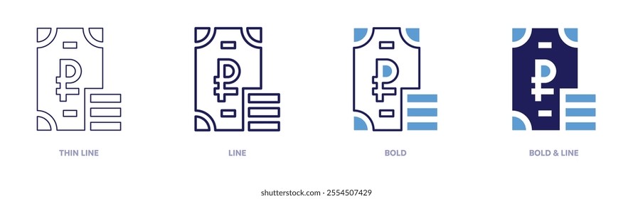 Money security icon in 4 different styles. Thin Line, Line, Bold, and Bold Line. Duotone style. Editable stroke.