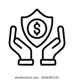 Money security icon creatively designed in line style