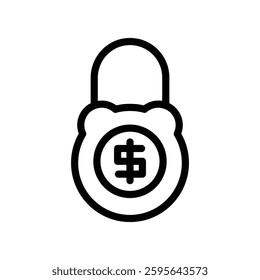Money Security Icon, Line Vector graphics