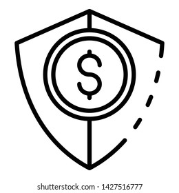 Money security icon. Outline money security vector icon for web design isolated on white background