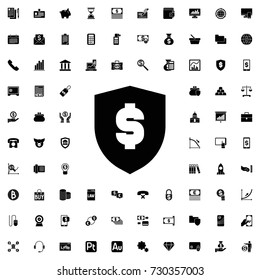 Money security icon. set of filled finance icons.