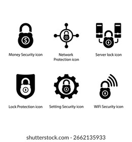 Seguridad de dinero, protección de red, bloqueo del servidor, protección de bloqueo, configuración de seguridad, seguridad WiFi, icono