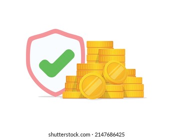 Geld-Sicherheit gesicherte Rechnung Vektorgrafik. Mit Bargeld sparte man das Cartoon-Symbol. eps10 art.
