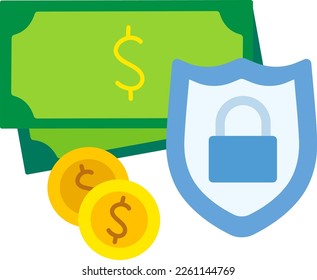 Protección contra el dinero seguridad bloqueo de seguridad contra el bloqueo de efectivo negocio Estilo plano