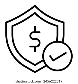 Icono de línea de Vector de Money Security