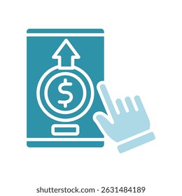 Money Send dual tone blue color, mini illustration icon. use for modern concept, print, UI, UX kit, web and app development. Vector related to sales, logistic and ecommerce