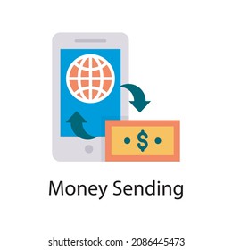 Money Sending vector Flat Icon Design illustration. Web And Mobile Application Symbol on White background EPS 10 File