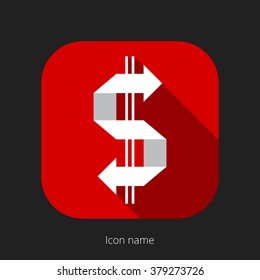 Money service button. Creative vision concept logo or icon vector elements design template for icon application mobile, button main screen phone. Vector flat style design with drop shadow.