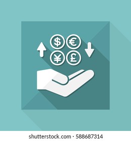 Money services - Sterling, Euro, Yen, Dollar - Minimal icon