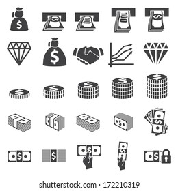 Money set icon on white background. Vector