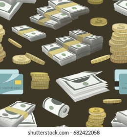 Money set pattern on color background. Vector illustration, EPS 10