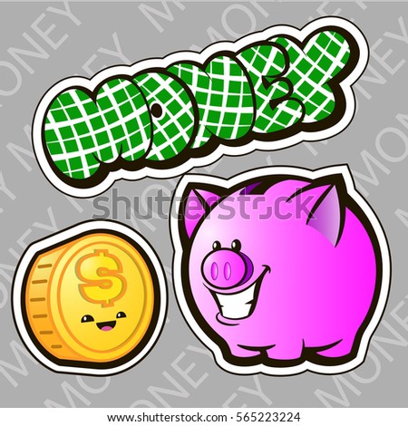 Money Set Set Three Icons Graffiti Stock Vector Royalty Free