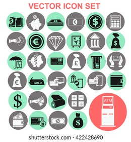 Money set vector icons. 