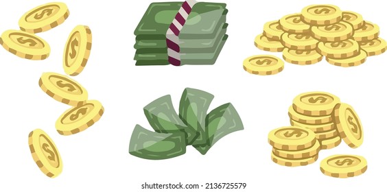 conjunto de dinero, acumulación de riqueza, ilustración vectorial