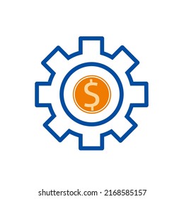 money setting icon.vector gear with money with simple design