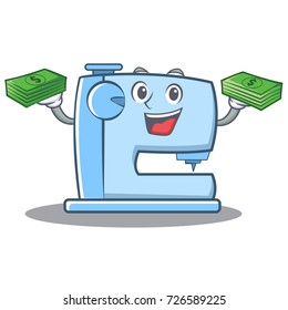 With money sewing machine emoticon character