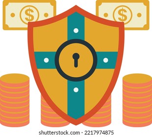 money and shield illustration in minimal style isolated on background