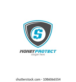 Money shield protector logo icon design template. Abstract security company vector illustration