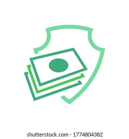 Geld mit Schild-Vektorsymbol-Logo-Design