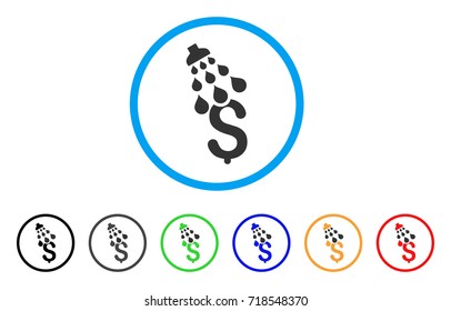Money Shower rounded icon. Style is a flat money shower gray symbol inside light blue circle with black, gray, green, blue, red, orange variants. Vector designed for web and software interfaces.