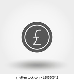 Money sign. Coin. Pound. Icon for web and mobile application. Vector illustration isolated on a white background. Flat design style.