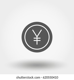 Money sign. Coin. Yen. Icon for web and mobile application. Vector illustration isolated on a white background. Flat design style.