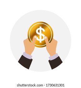 Money sign in hands. Vector illustration eps 10