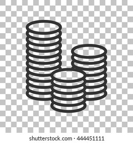 Money Sign Illustration. Dark Gray Icon On Transparent Background.