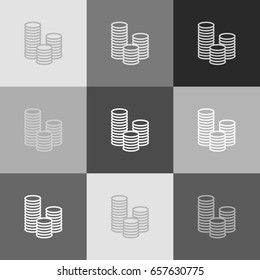 Money sign illustration. Vector. Grayscale version of Popart-style icon.