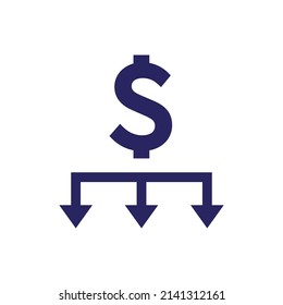 Money with sign multiple arrow icon design isolated on white background