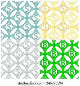 Money sign pattern, Dollar and baht . In retro, gold, and metal color