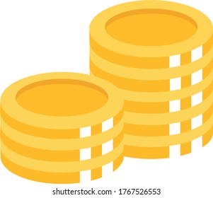 Money silhouette icon on white background. Coins vector illustration in flat style. Icons for design, website.