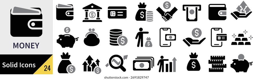 Conjunto de iconos de silueta de dinero (Vector)