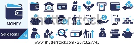 Money Silhouette Icon Set (Vector)