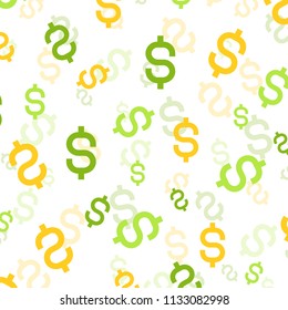 Money silhouette. Wallpaper and fabric design and decor. Vector illustration. Pattern of colorful Dolar on White Background.