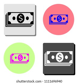 money. simple flat vector icon illustration on four different color backgrounds