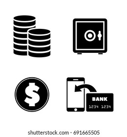 Money. Simple Related Vector Icons Set for Video, Mobile Apps, Web Sites, Print Projects and Your Design. Black Flat Illustration on White Background.