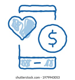Money sketch icon vector. Hand drawn blue doodle line art Money sign. isolated symbol illustration
