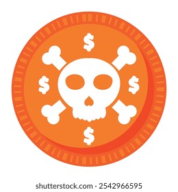 money with skull icon isolated on white background