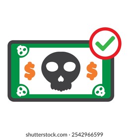 money with skull icon isolated on white background